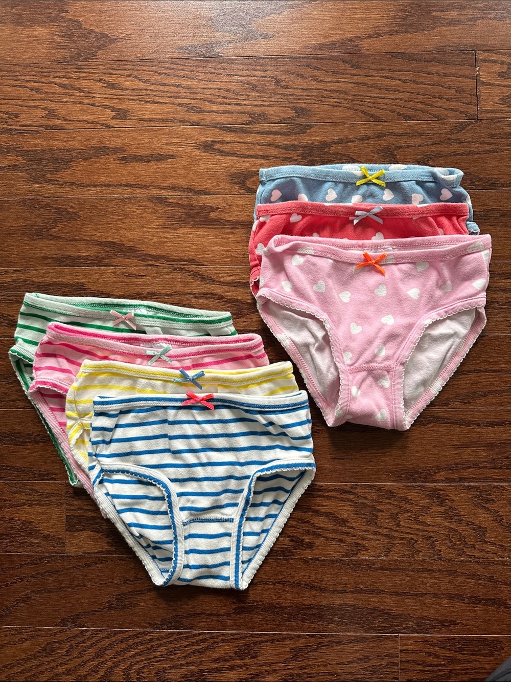 Mini Boden Girls' Stripes and Hearts Cotton Briefs - Pack of 7